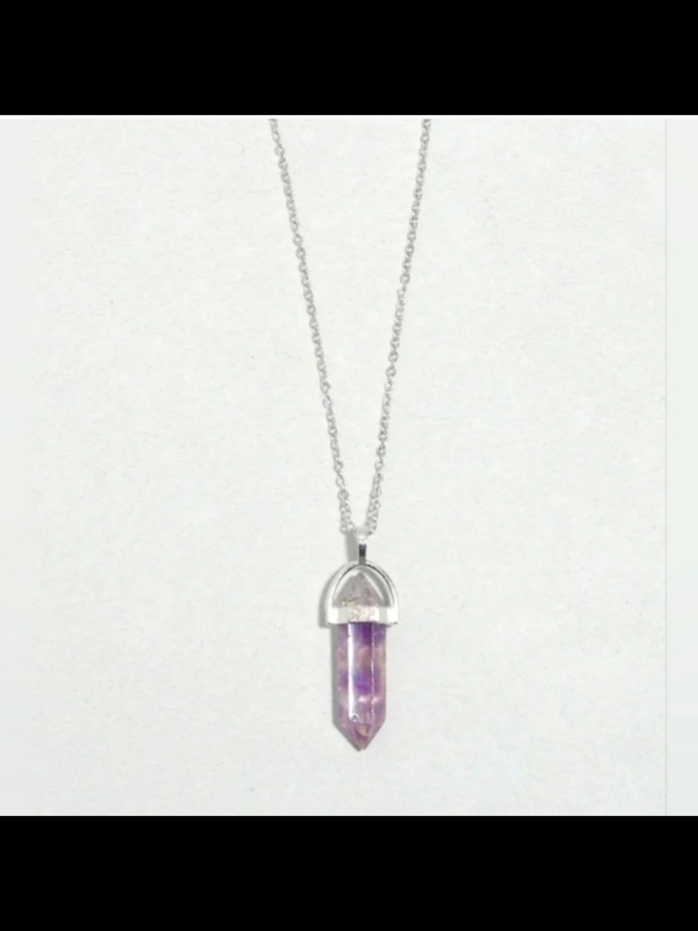 Silver Amethyst Crystal Pendant Necklace - BNIB